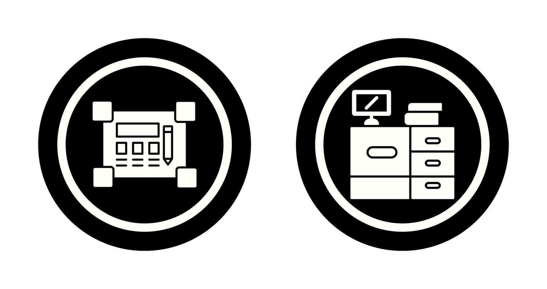 Blueprint and Desk Icon vector