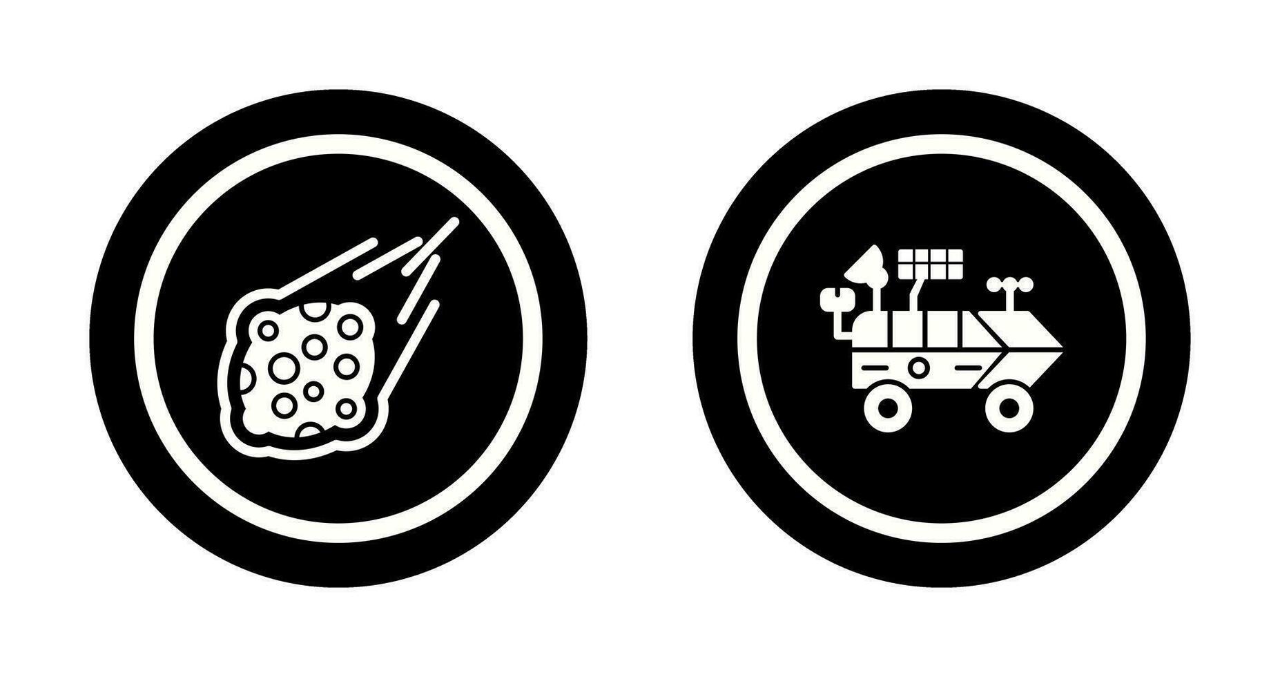 meteroite and moon rover Icon vector
