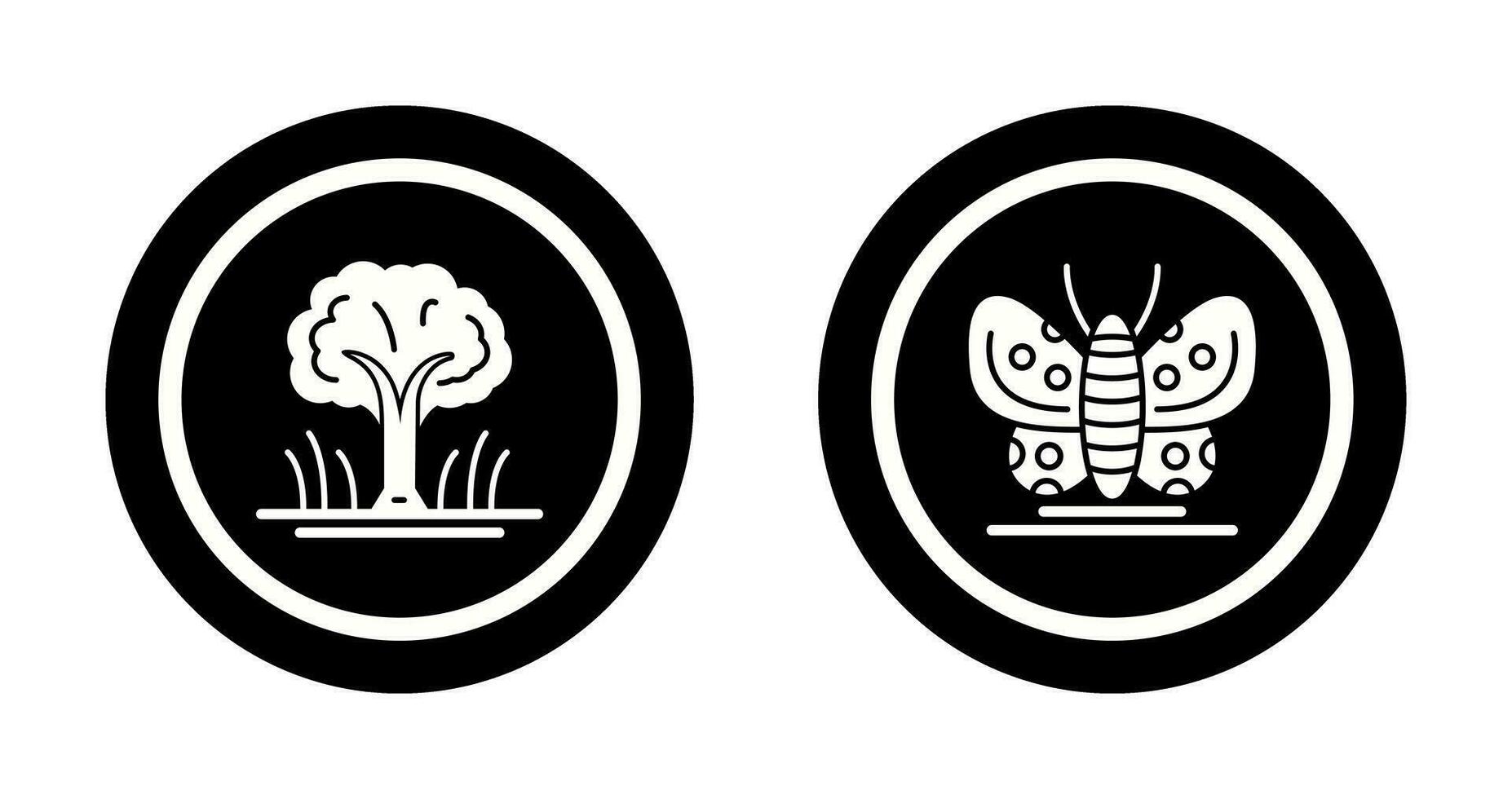 Tree and Butterfly Icon vector