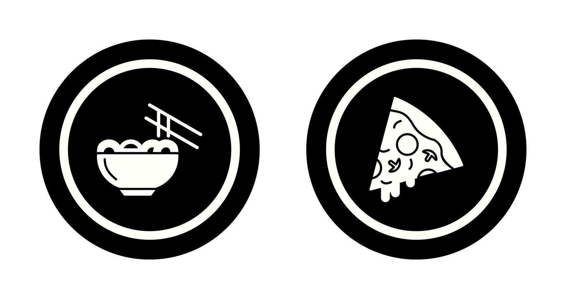 Chinese food and Pizza Icon vector