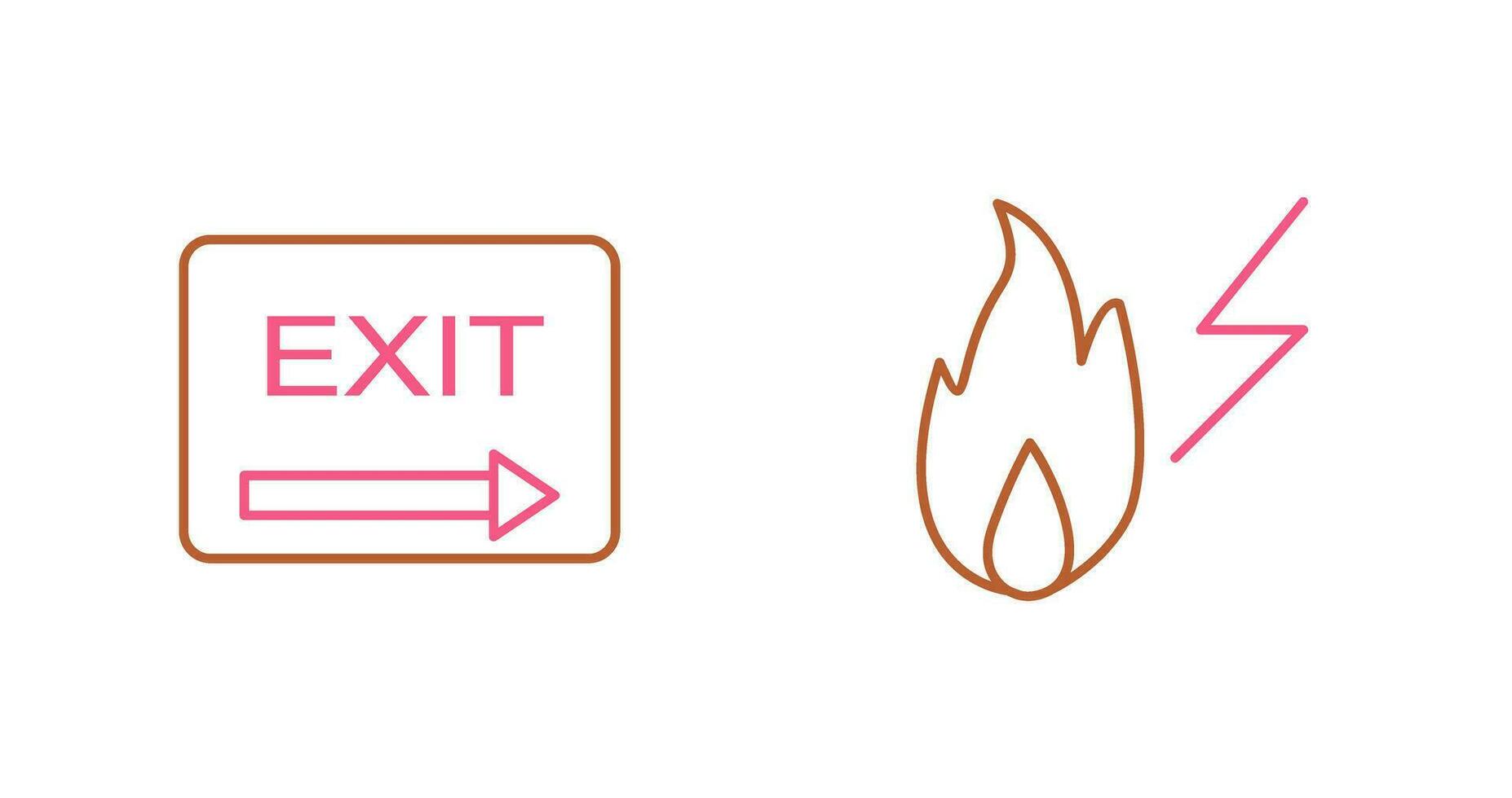 exit and electricity fire Icon vector