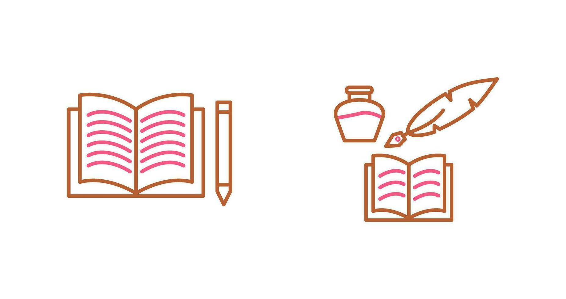 Pencil and Book and Quilland Book Icon vector