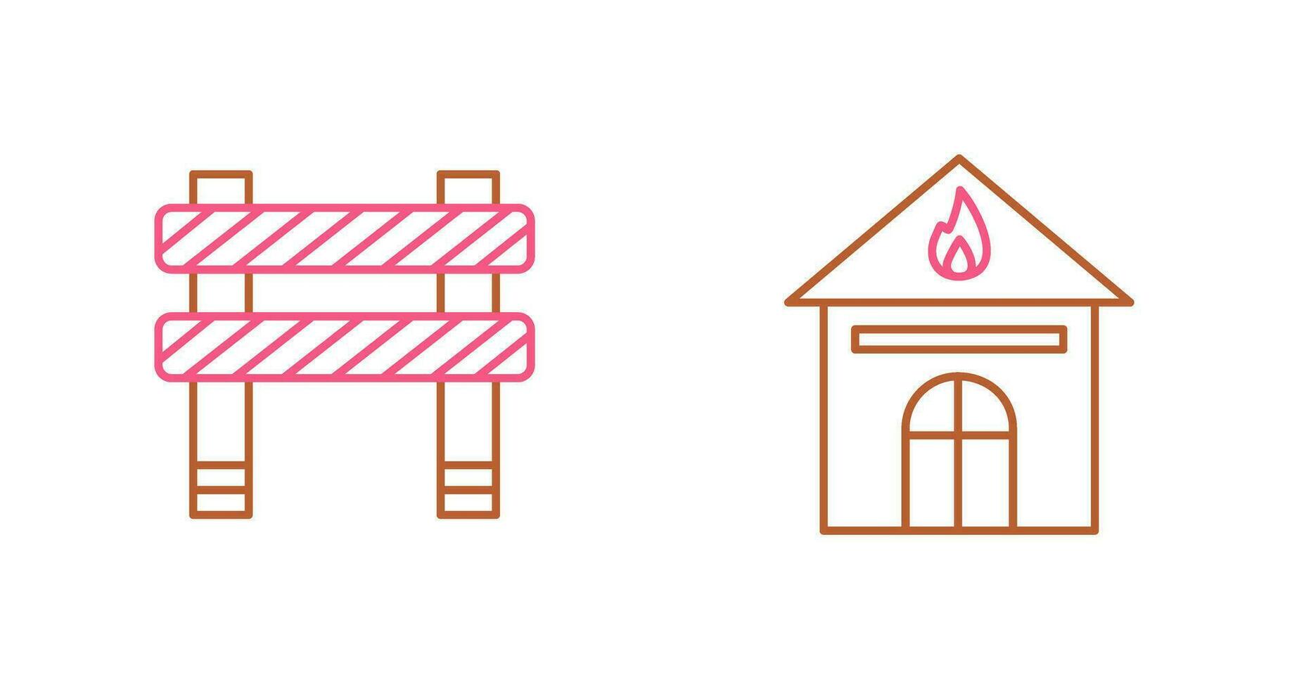 barrier and house on fire Icon vector