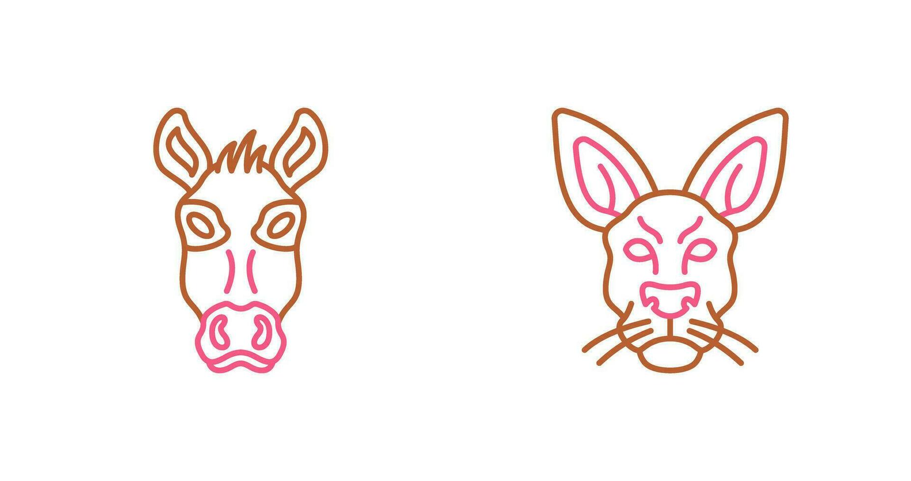 Donkey and Kangaroo Icon vector