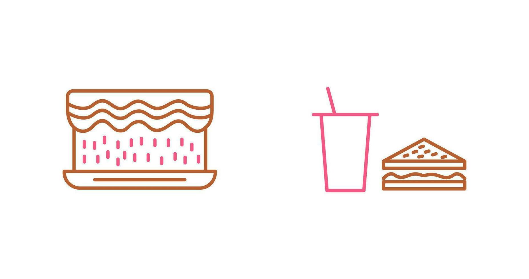 cream cake and lunch bistro Icon vector