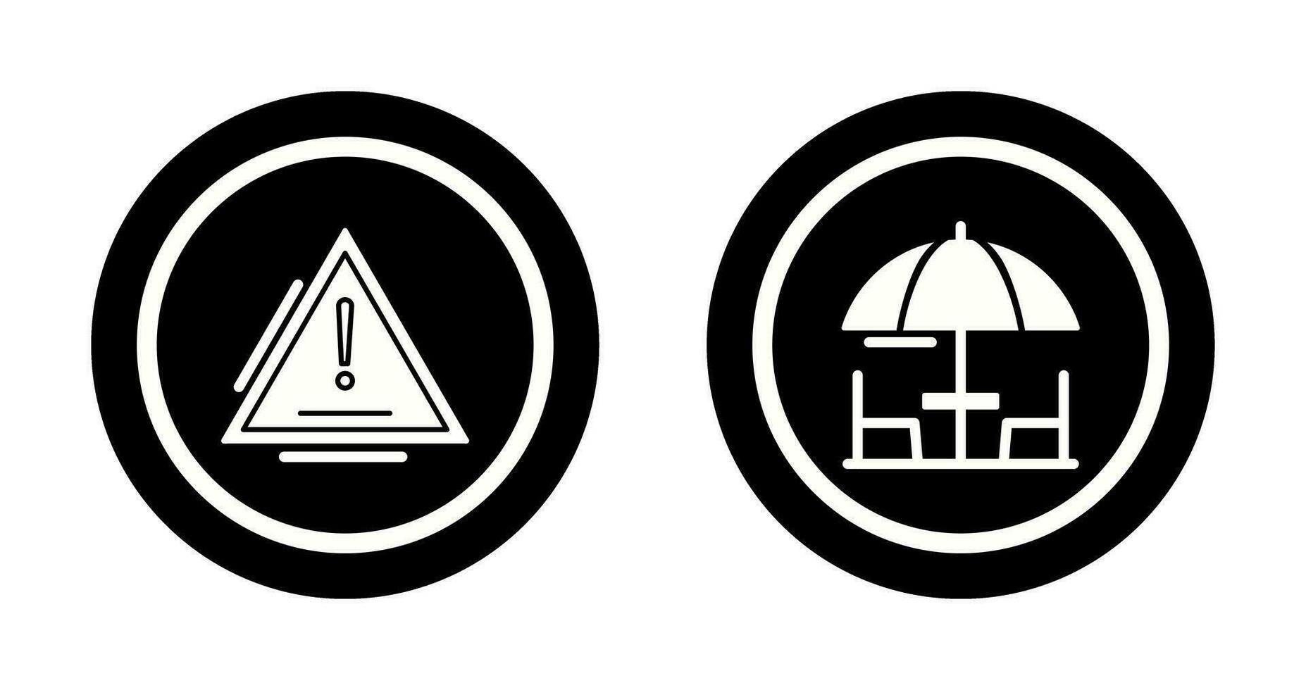 advertencia y paraguas icono vector
