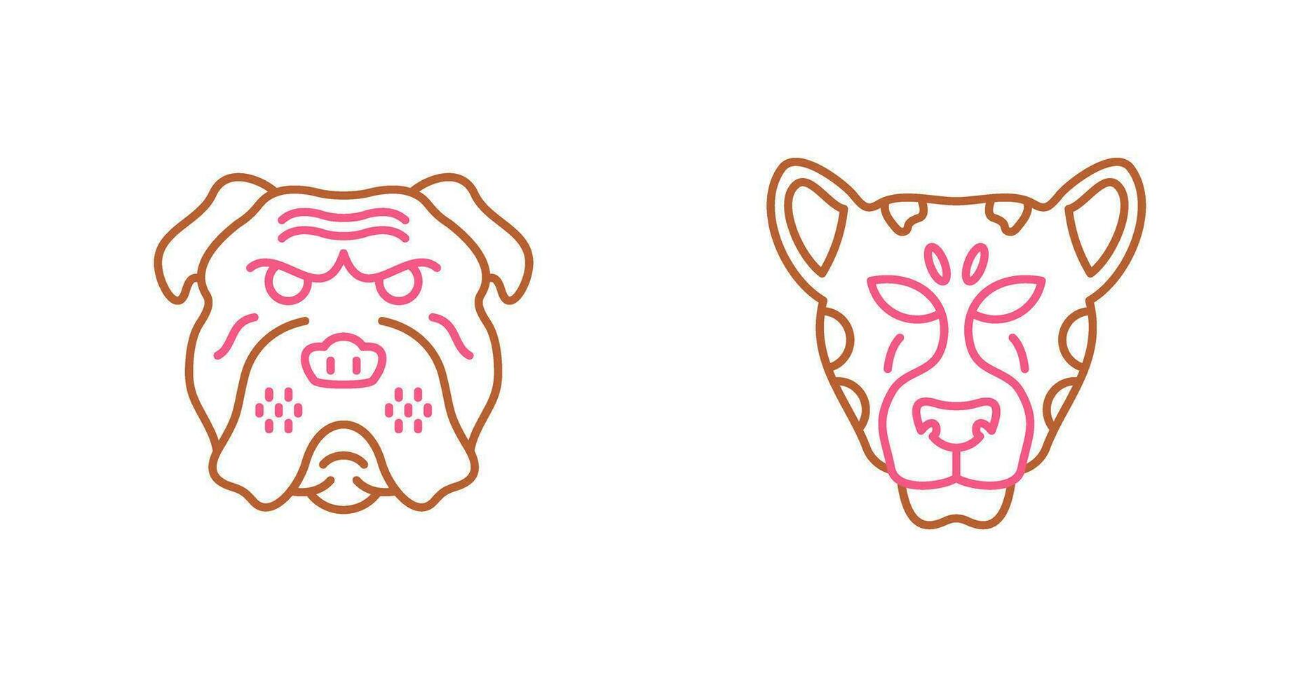 Bulldog and leopard Icon vector