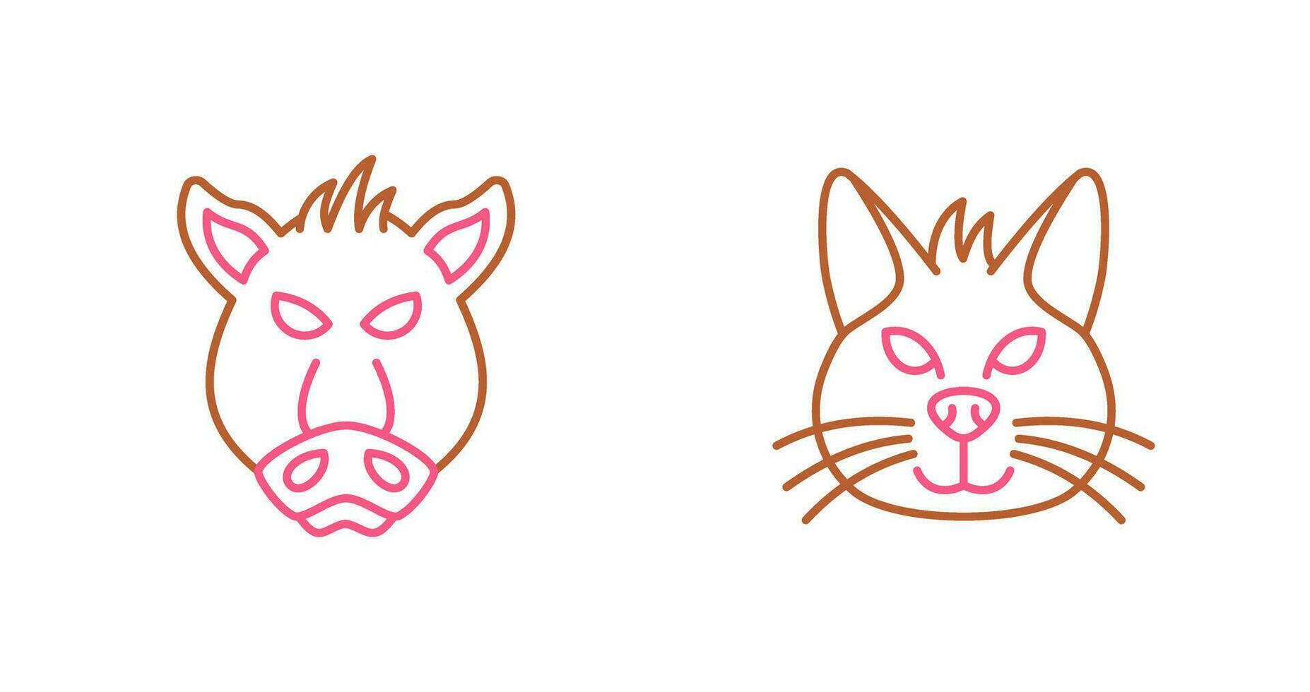 Pig and Cat Icon vector