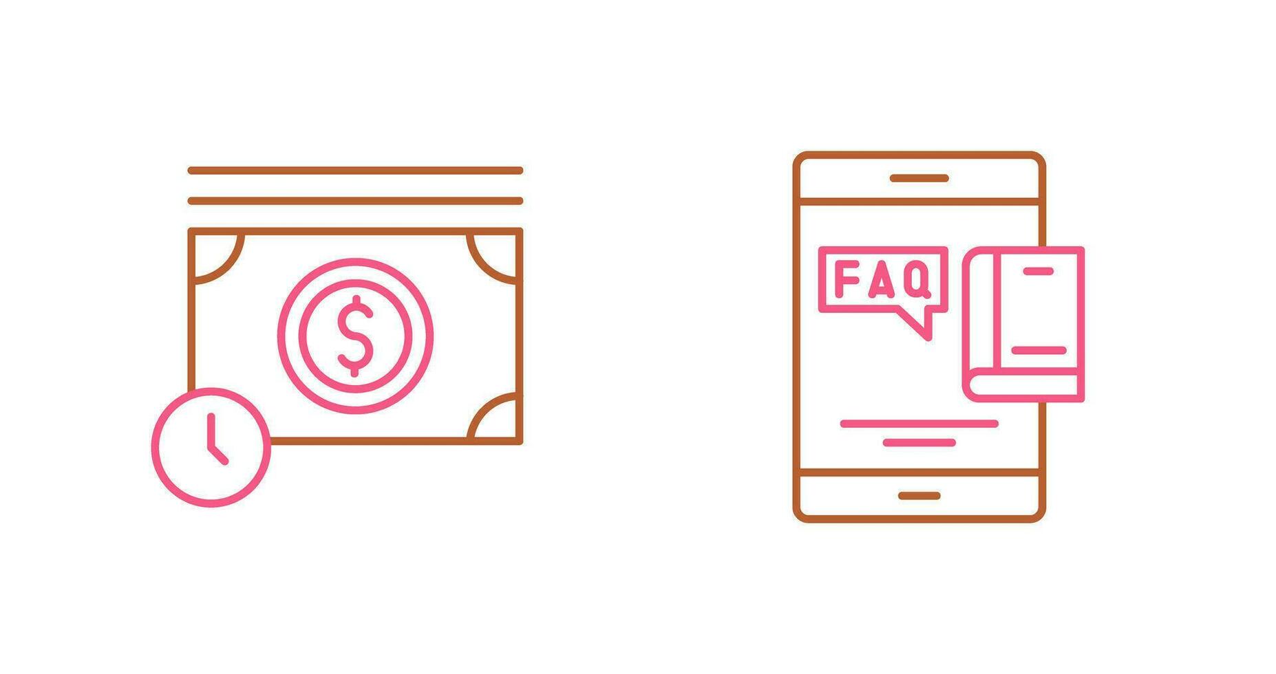 Time is Mony and Faq Icon vector