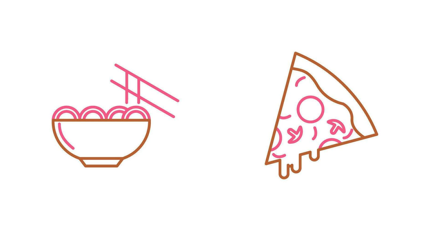 Chinese food and Pizza Icon vector