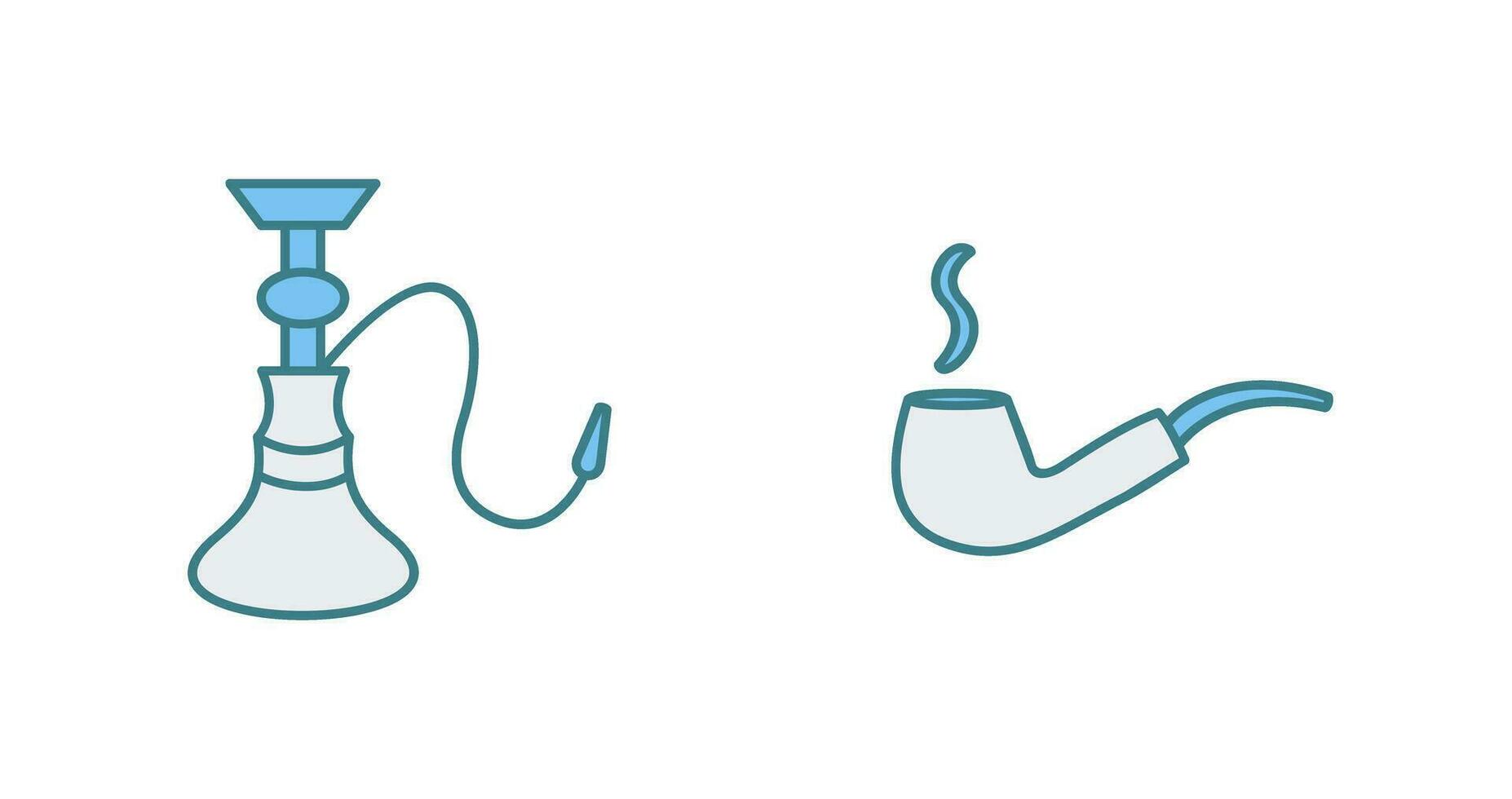 hookah and lit smoking pipe  Icon vector