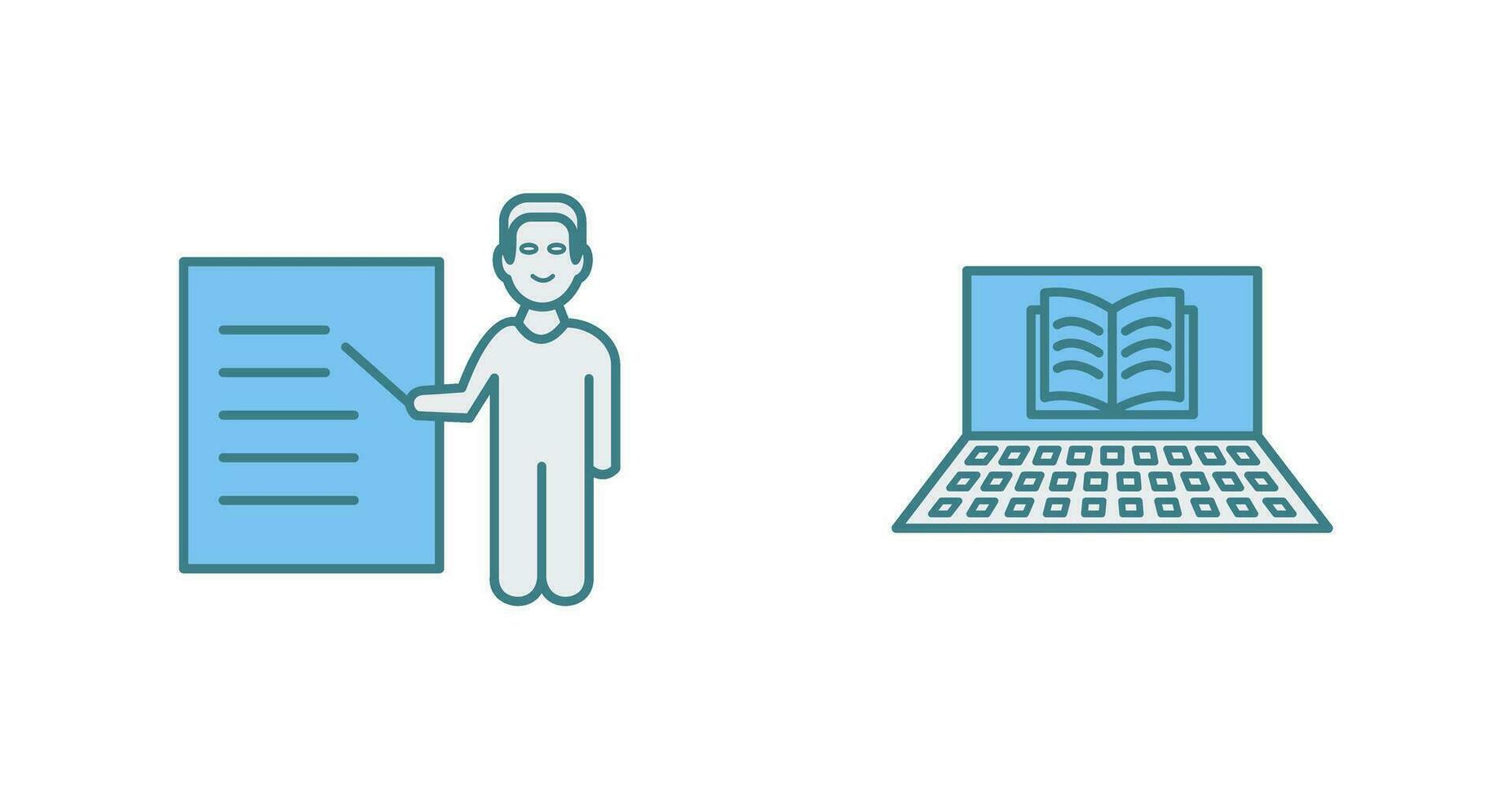 Online Books and Male Presenter Icon vector