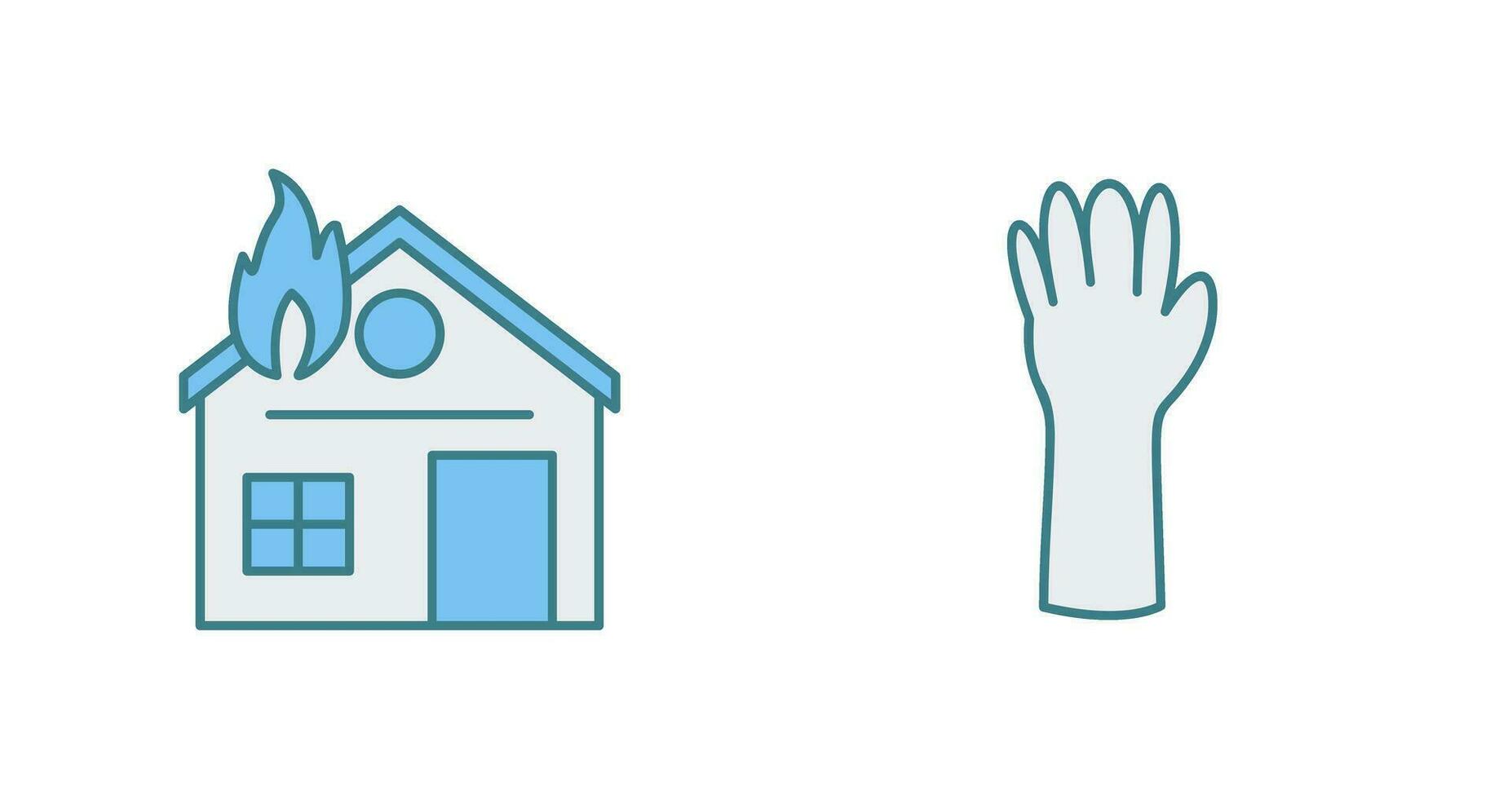 house on fire and gloves Icon vector