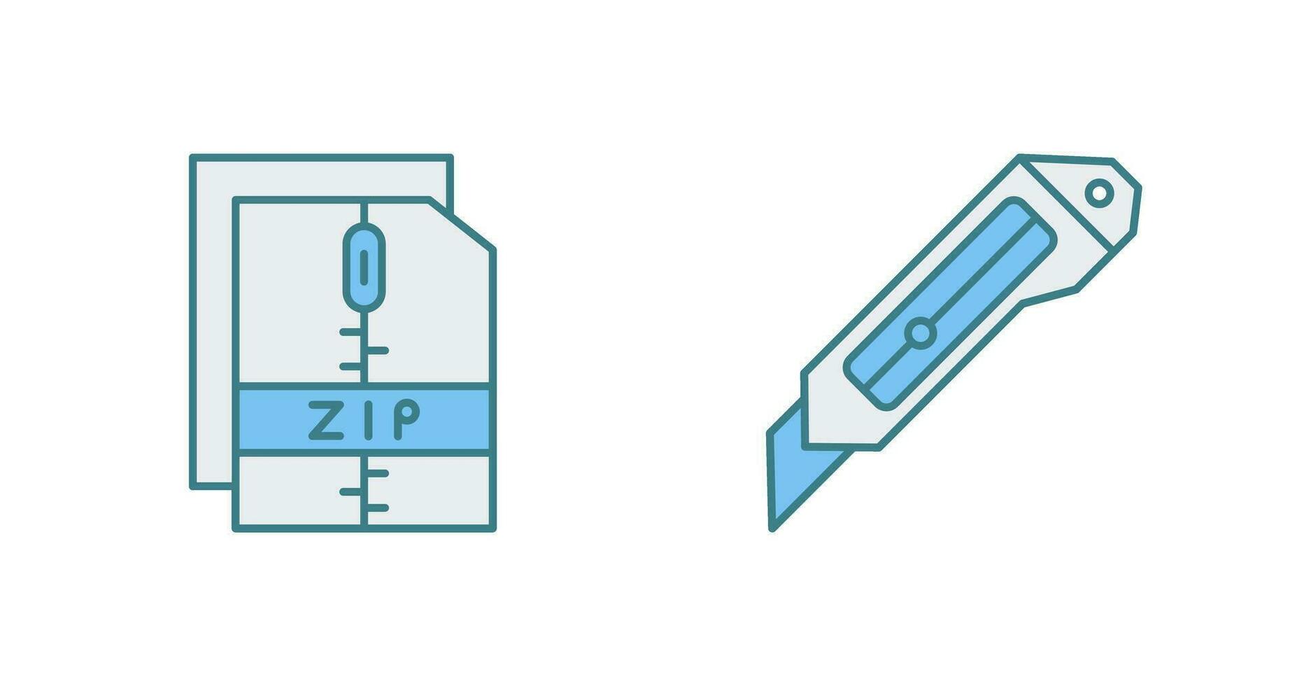 Cutter and Zip File Icon vector