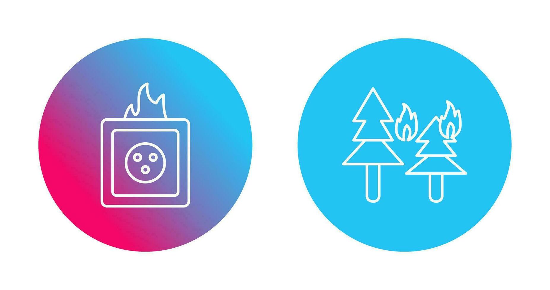 fire in forest and fire in socket Icon vector