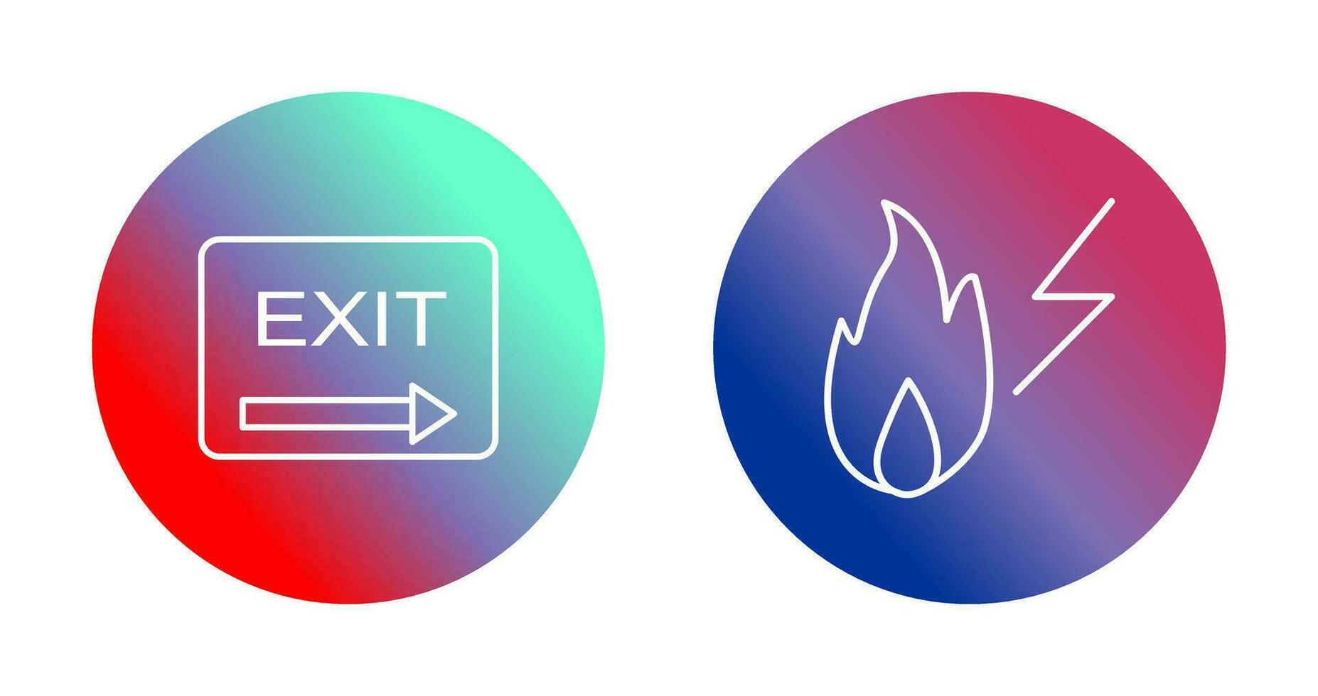 exit and electricity fire Icon vector