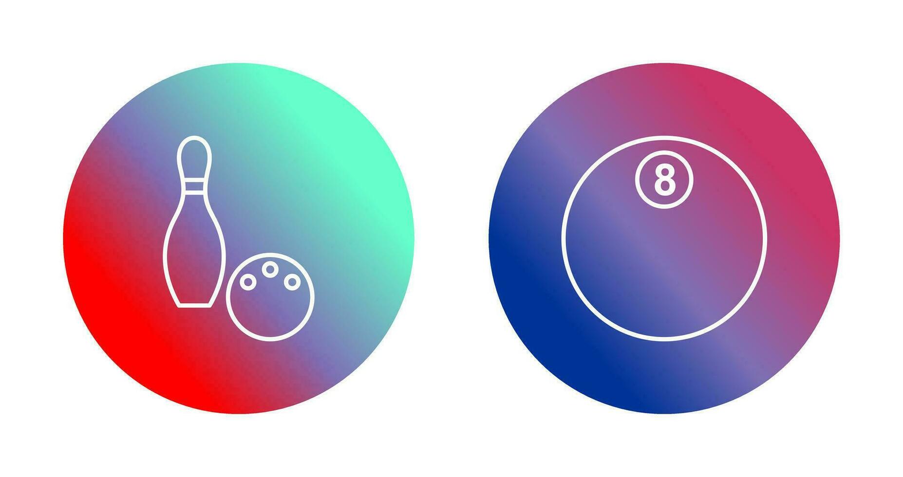 bolos y ocho pelota icono vector