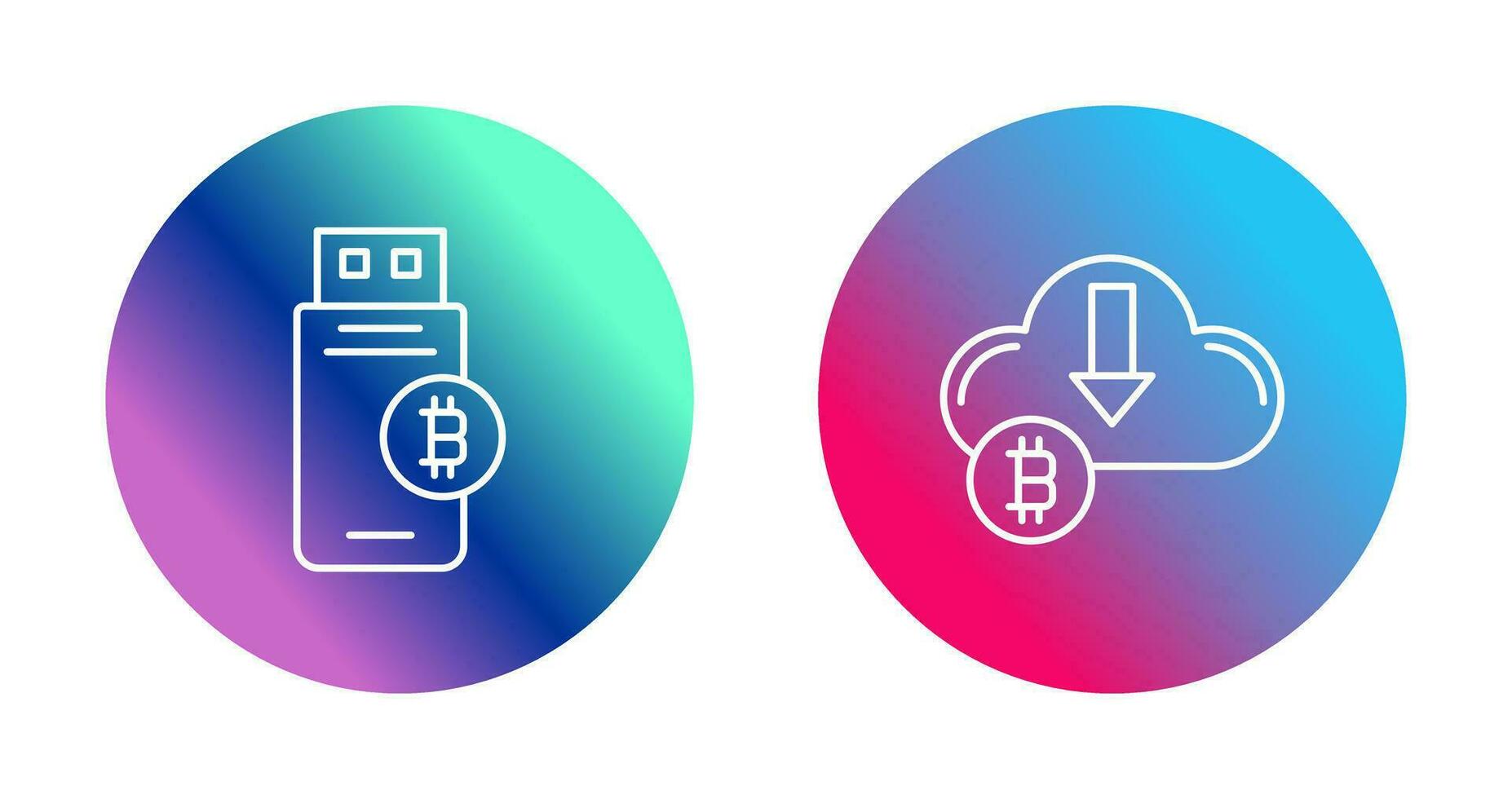 Bitcoin Usb Device and Down Arrow Icon vector