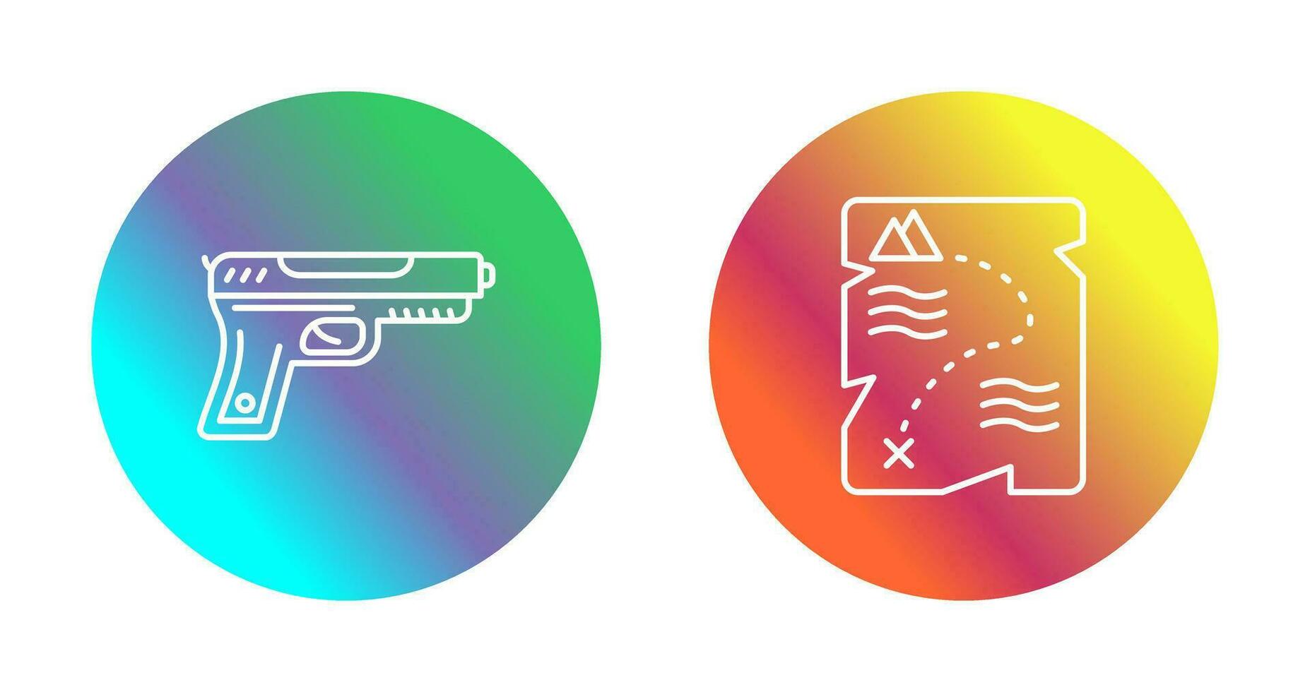 pistola y tesoro icono vector