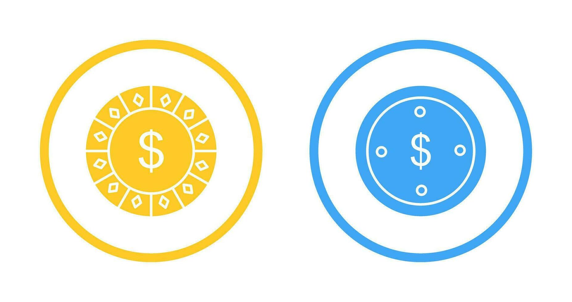 dollar chip and dolllar coin Icon vector