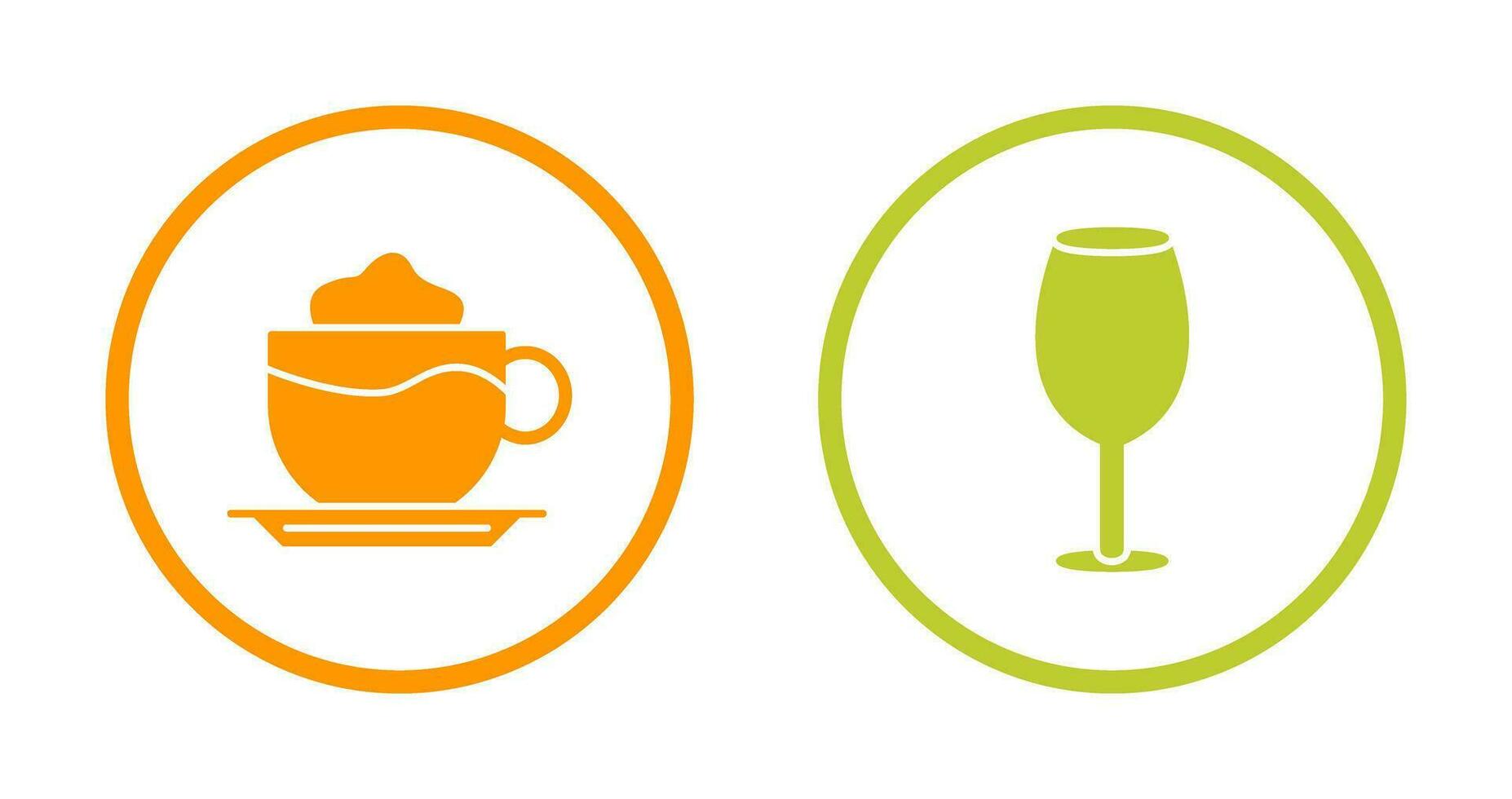 latté y vino vaso icono vector