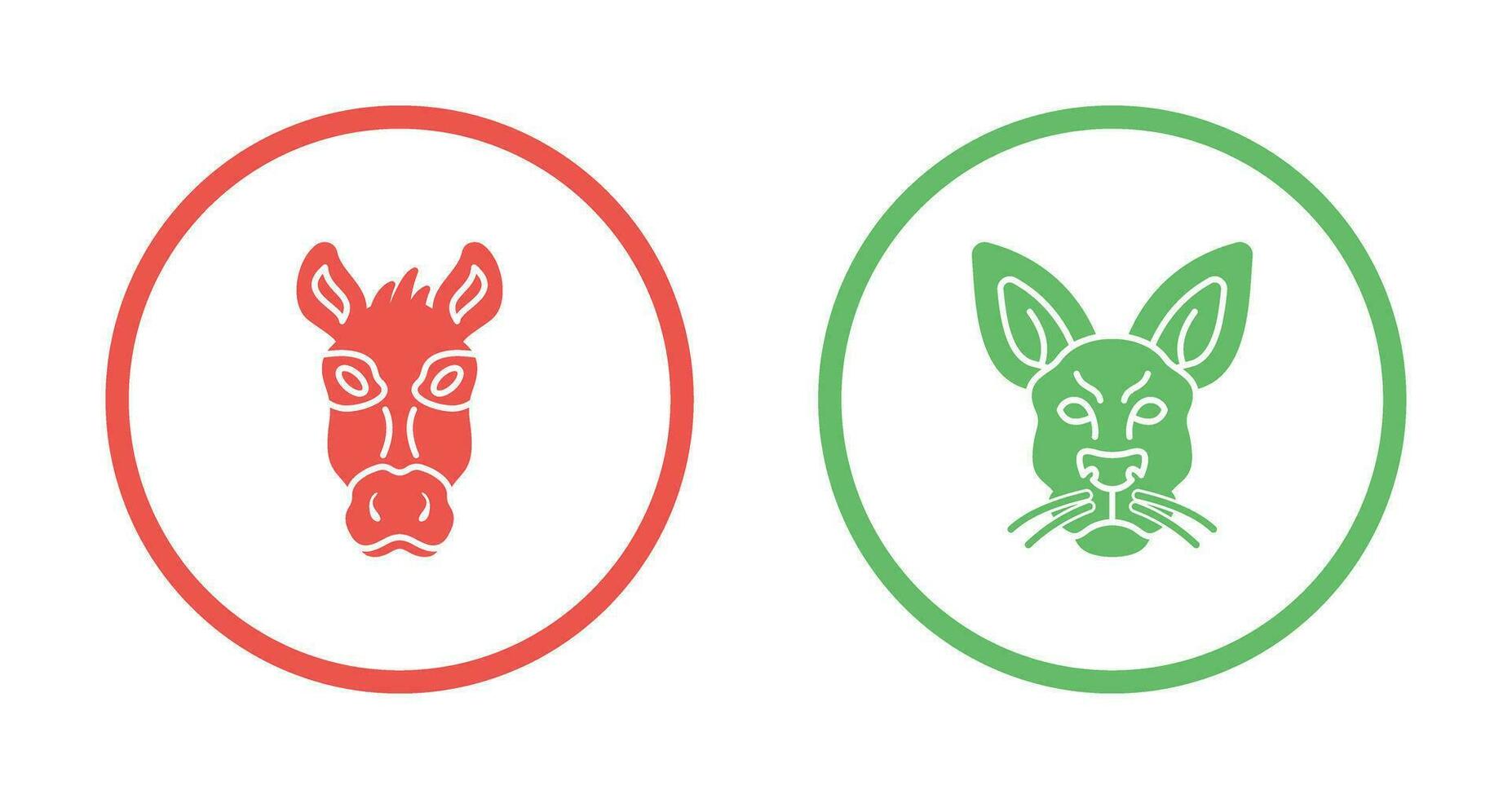 Donkey and Kangaroo Icon vector