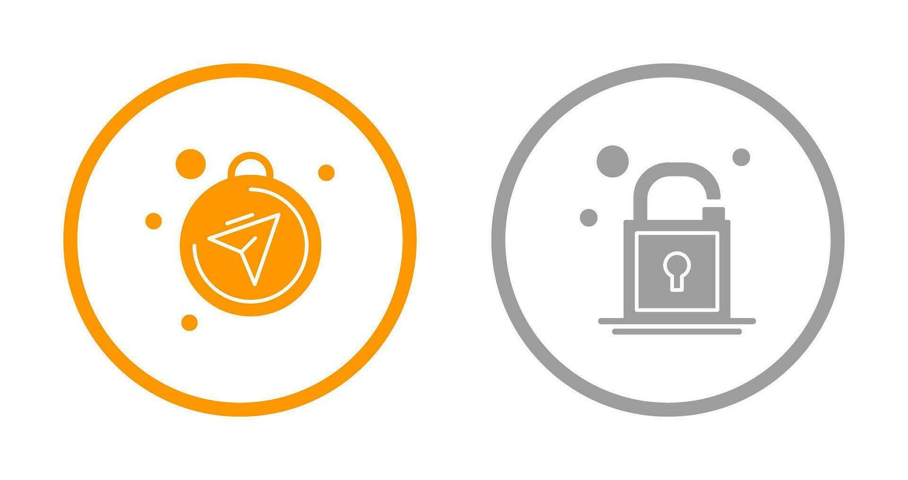 Compass and Open Lock Icon vector