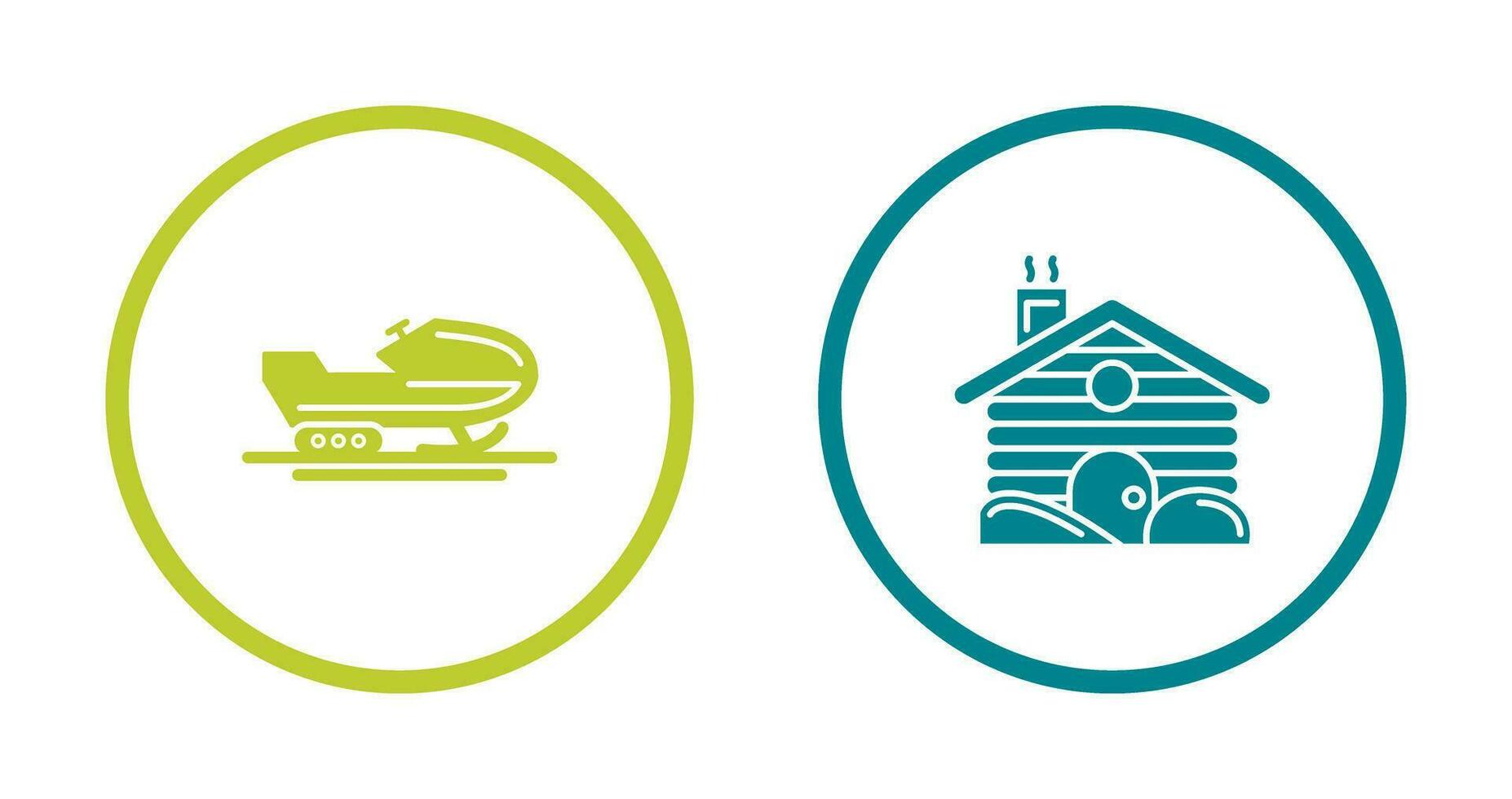 Snowmobile and Cabin Icon vector