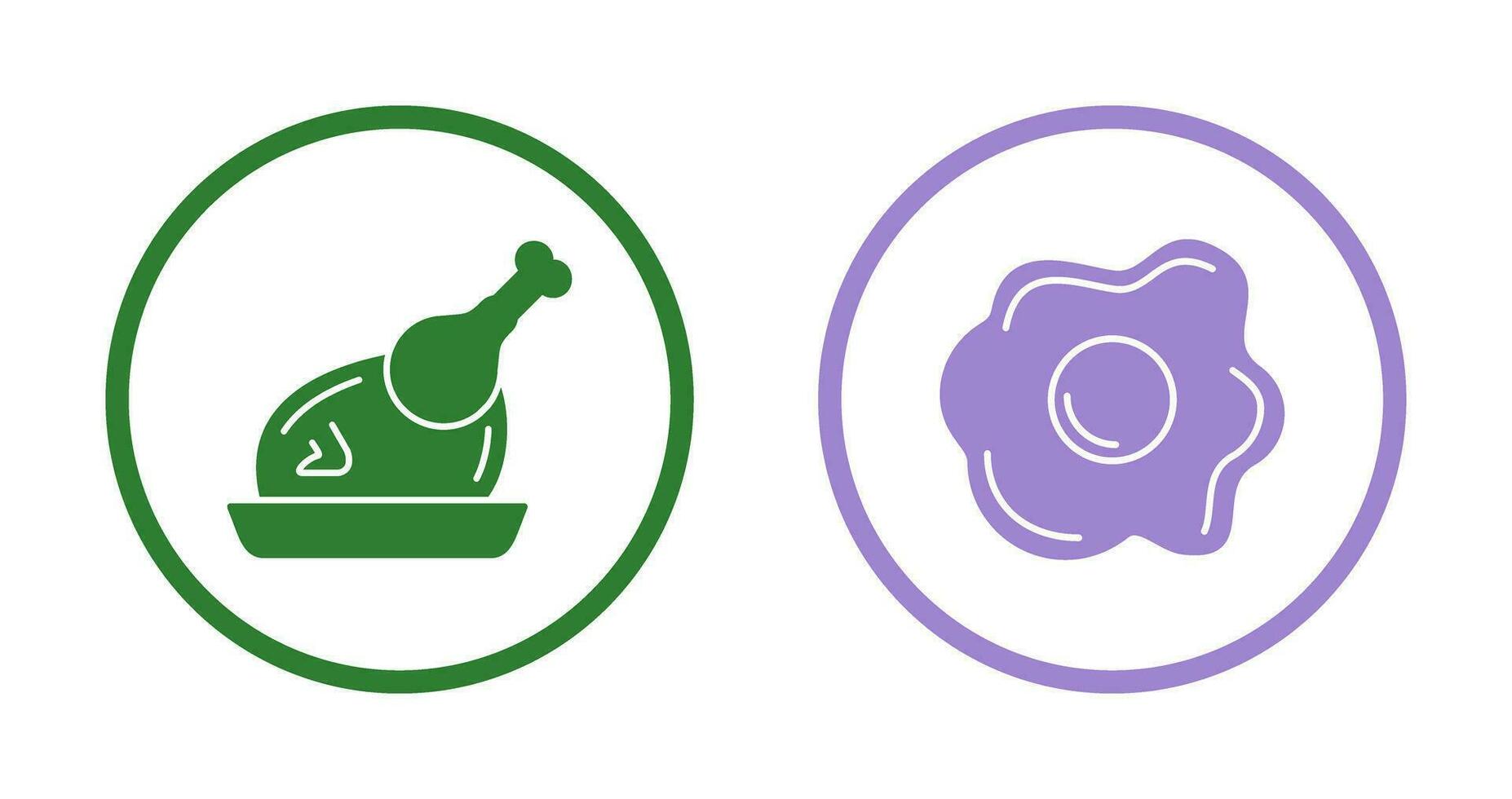 Chicken leg and Fried egg Icon vector