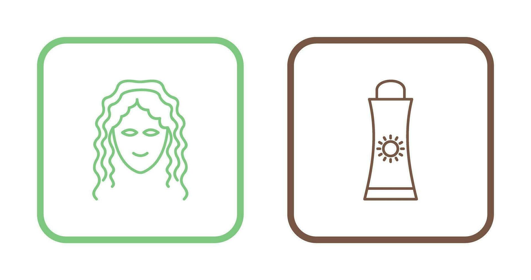 Sunblock Cream and Hair Curly Icon vector