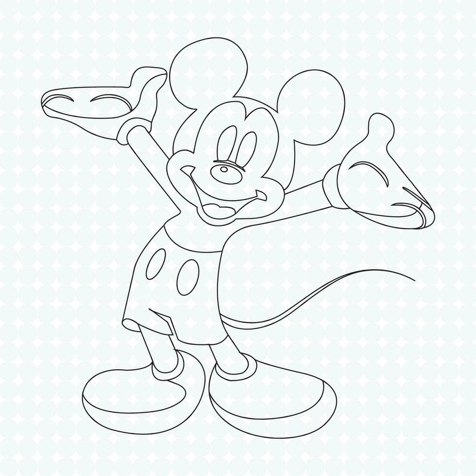 mickey ratón línea Arte vector eps