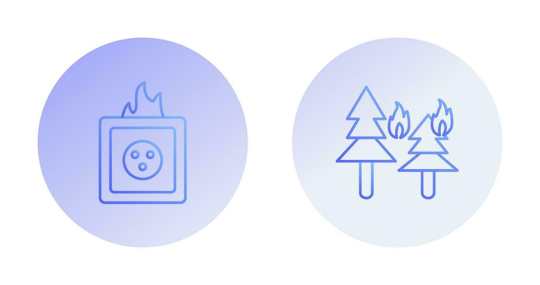 fire in forest and fire in socket Icon vector