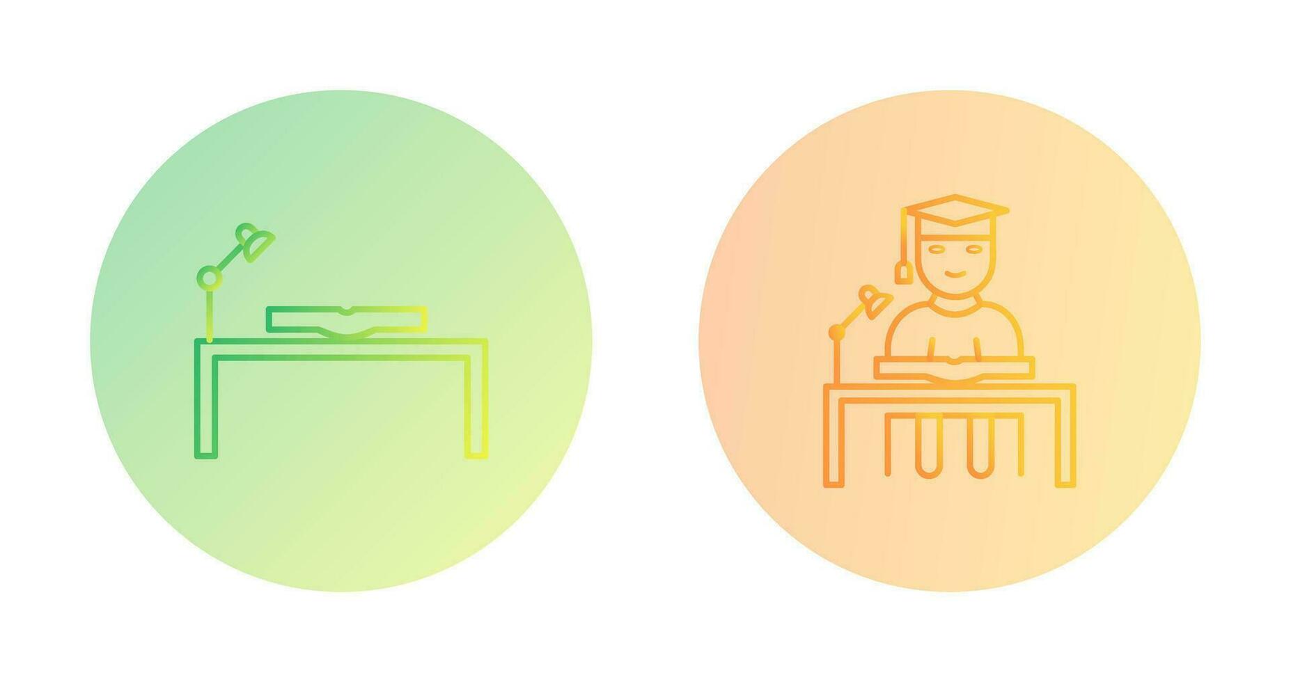 study desk and studying on desk  Icon vector