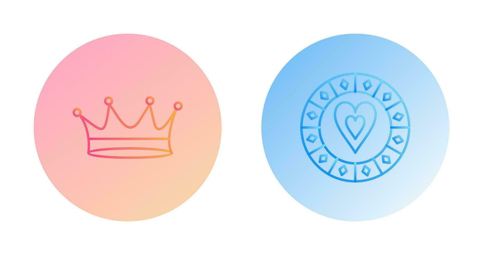 king crown and heart chip Icon vector