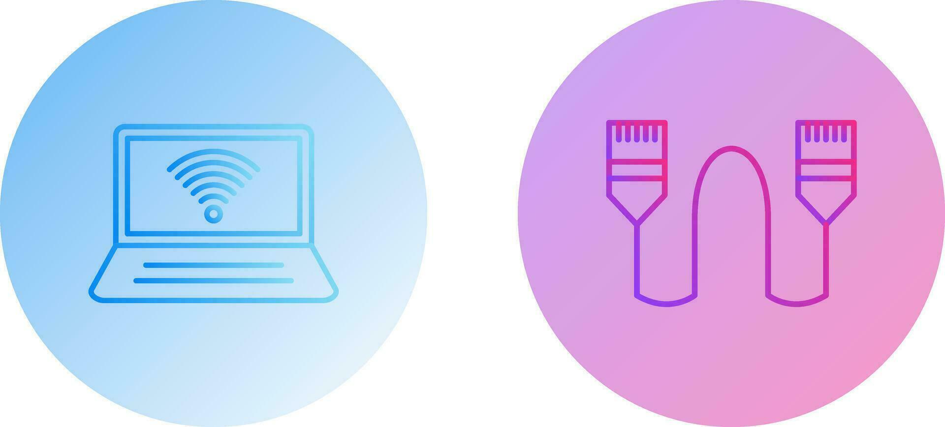 Connected Laptop and Internet Cable Icon vector