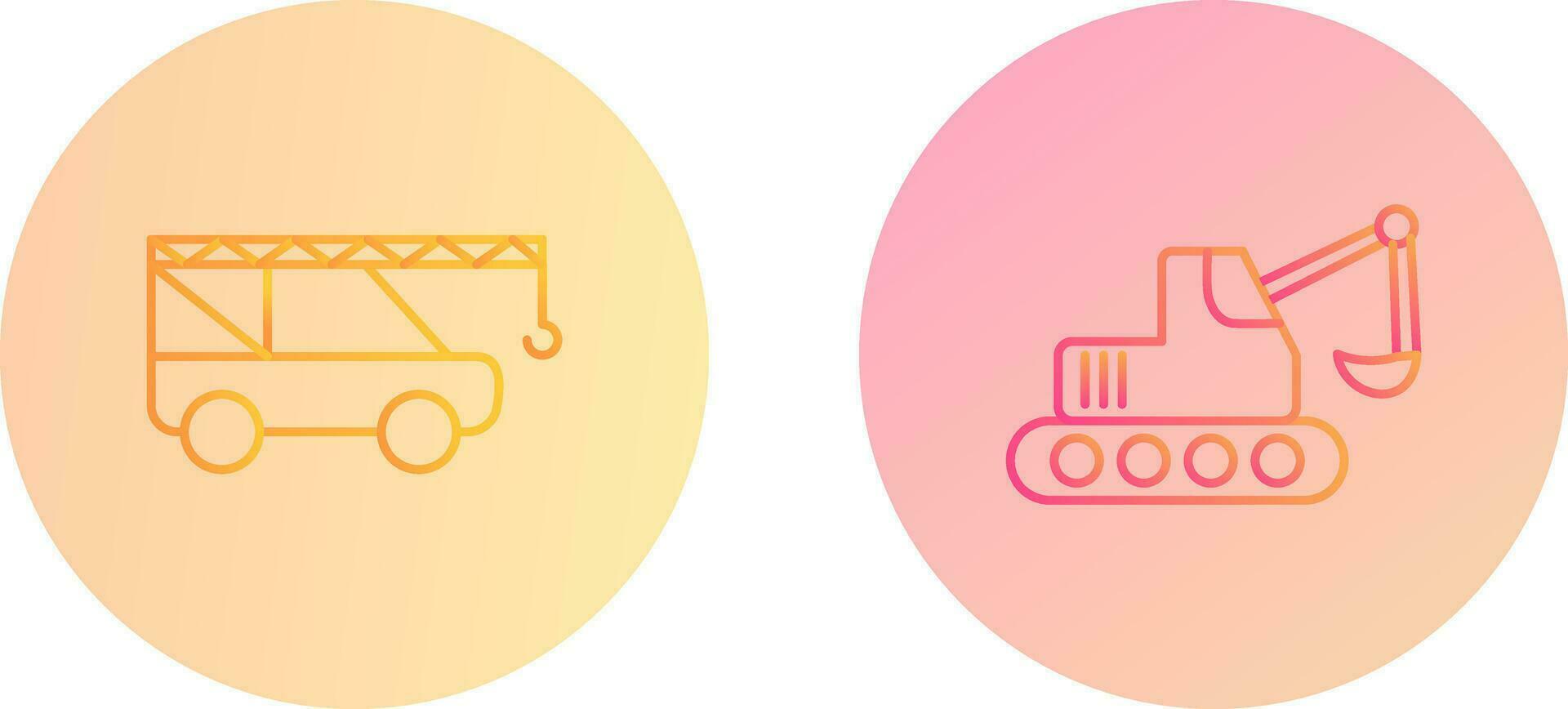 Crane and Escavator Icon vector