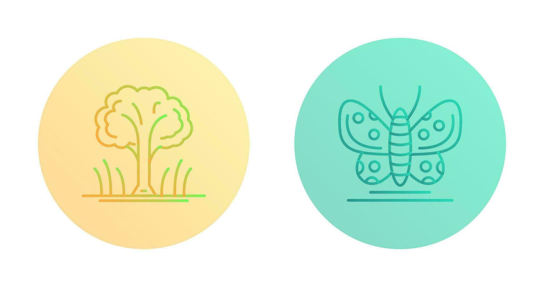 Tree and Butterfly Icon vector