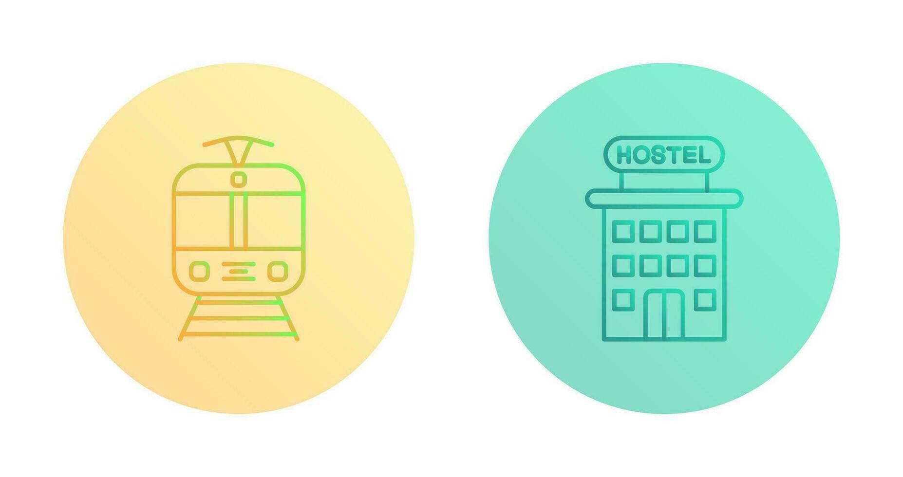 Tram and Hostel Icon vector