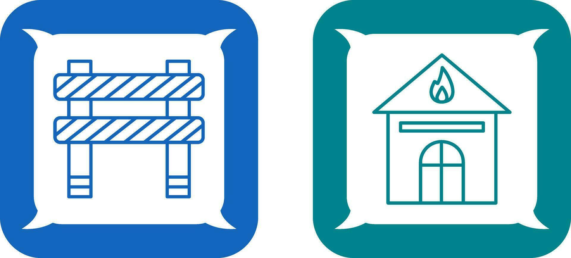 barrier and house on fire Icon vector
