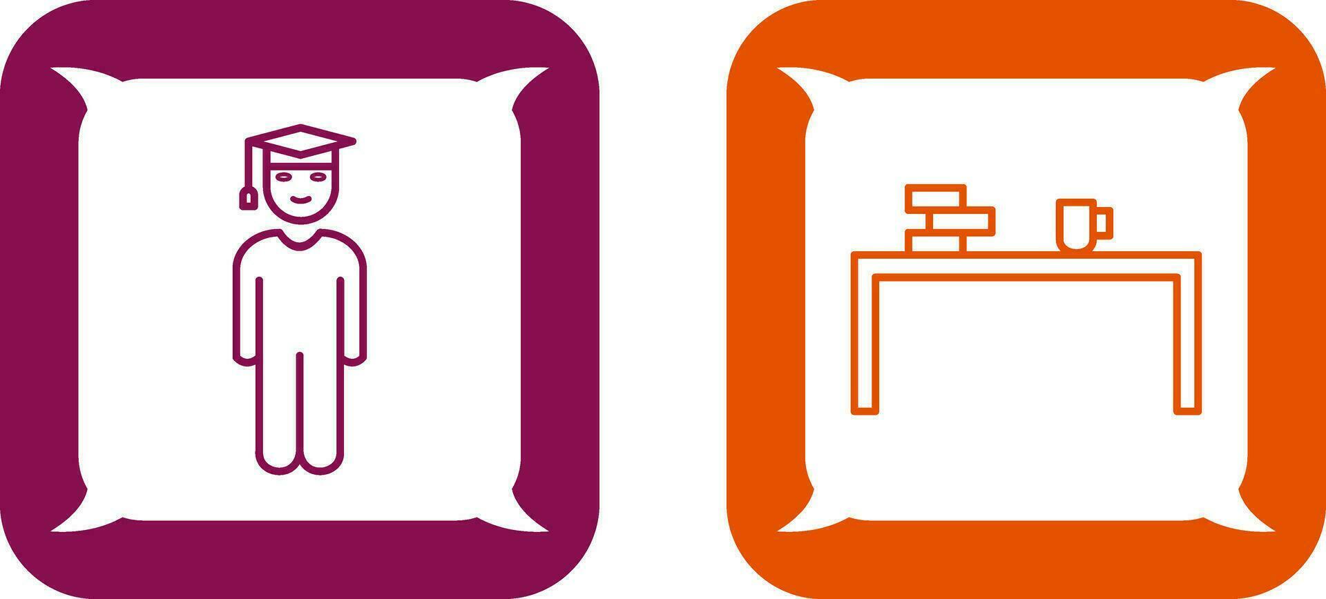 student standing and studying desk Icon vector