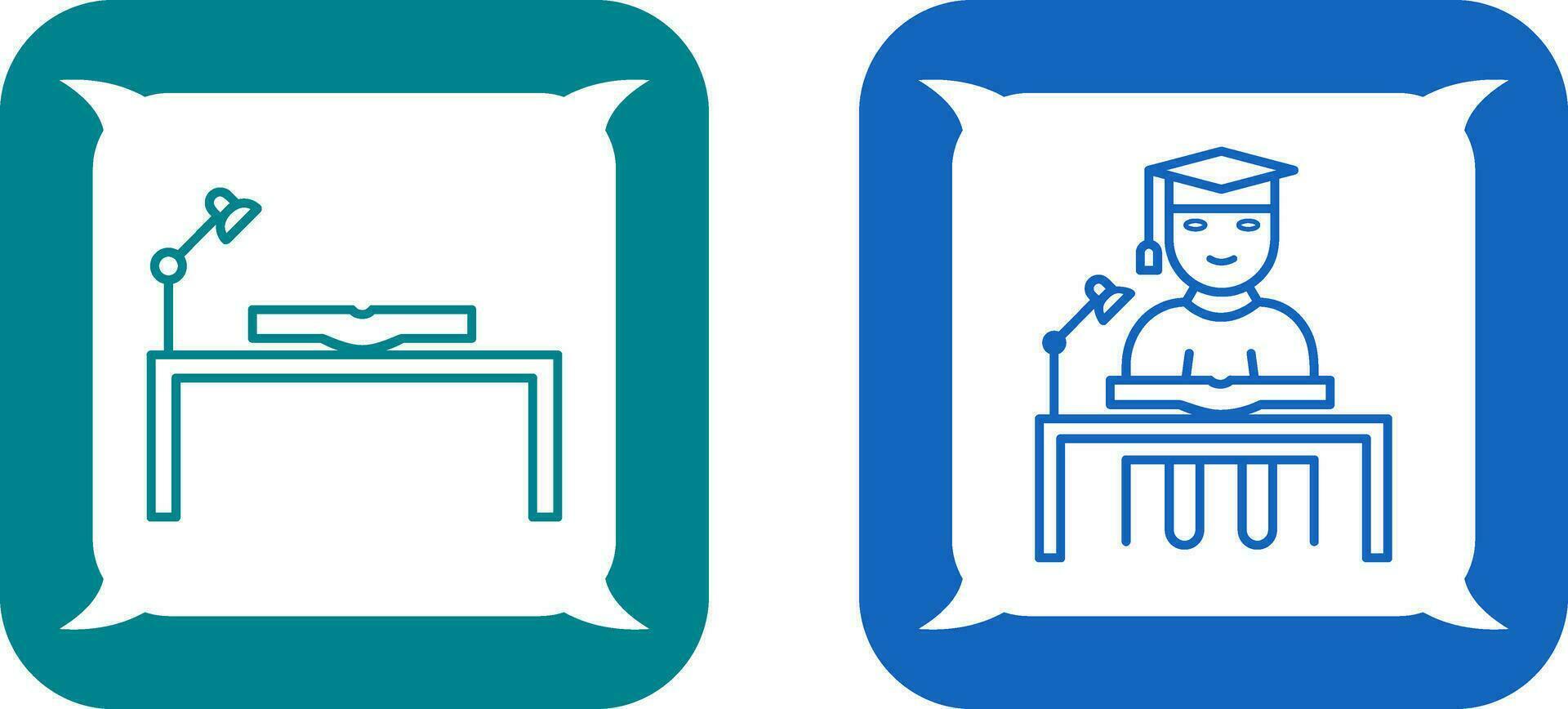 study desk and studying on desk  Icon vector