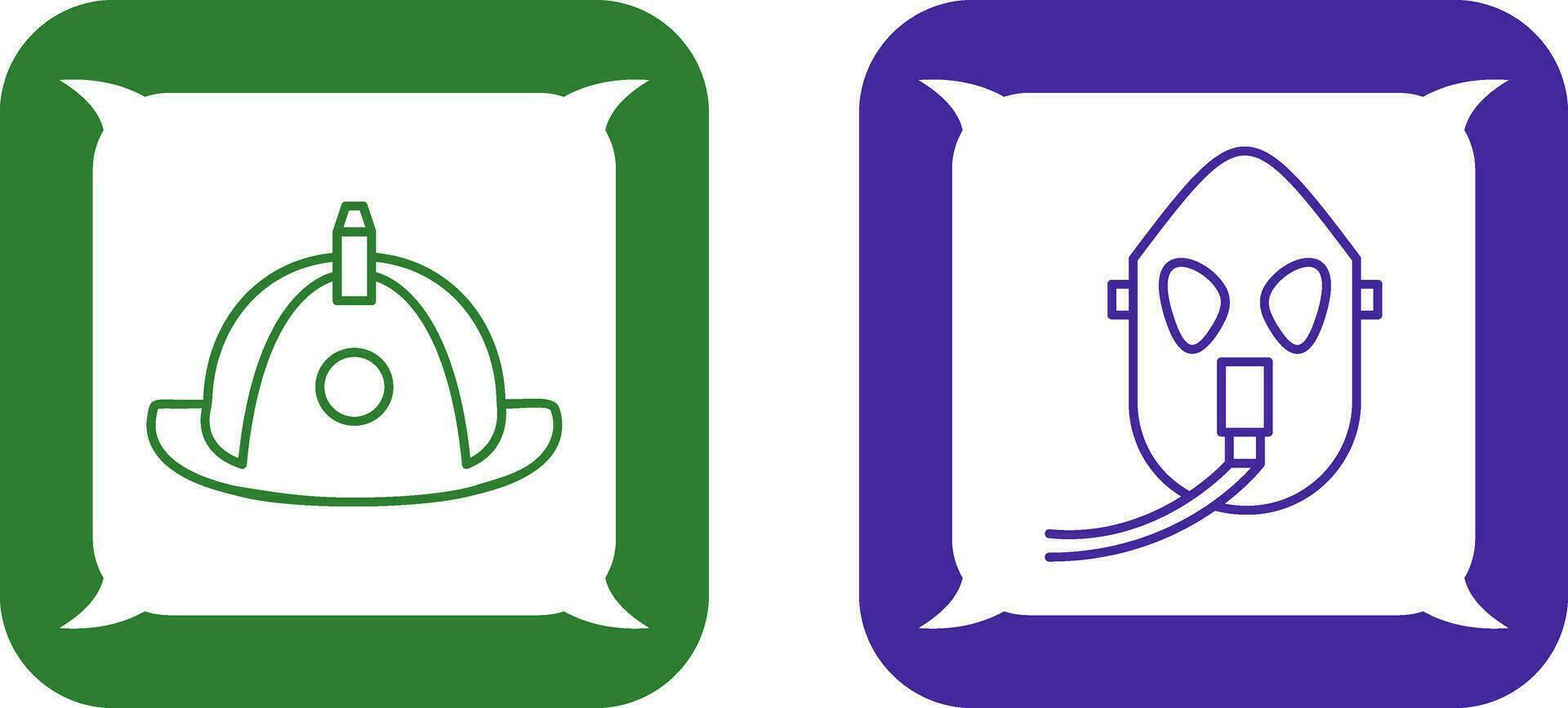 firefighter hat and Oxygen mask Icon vector