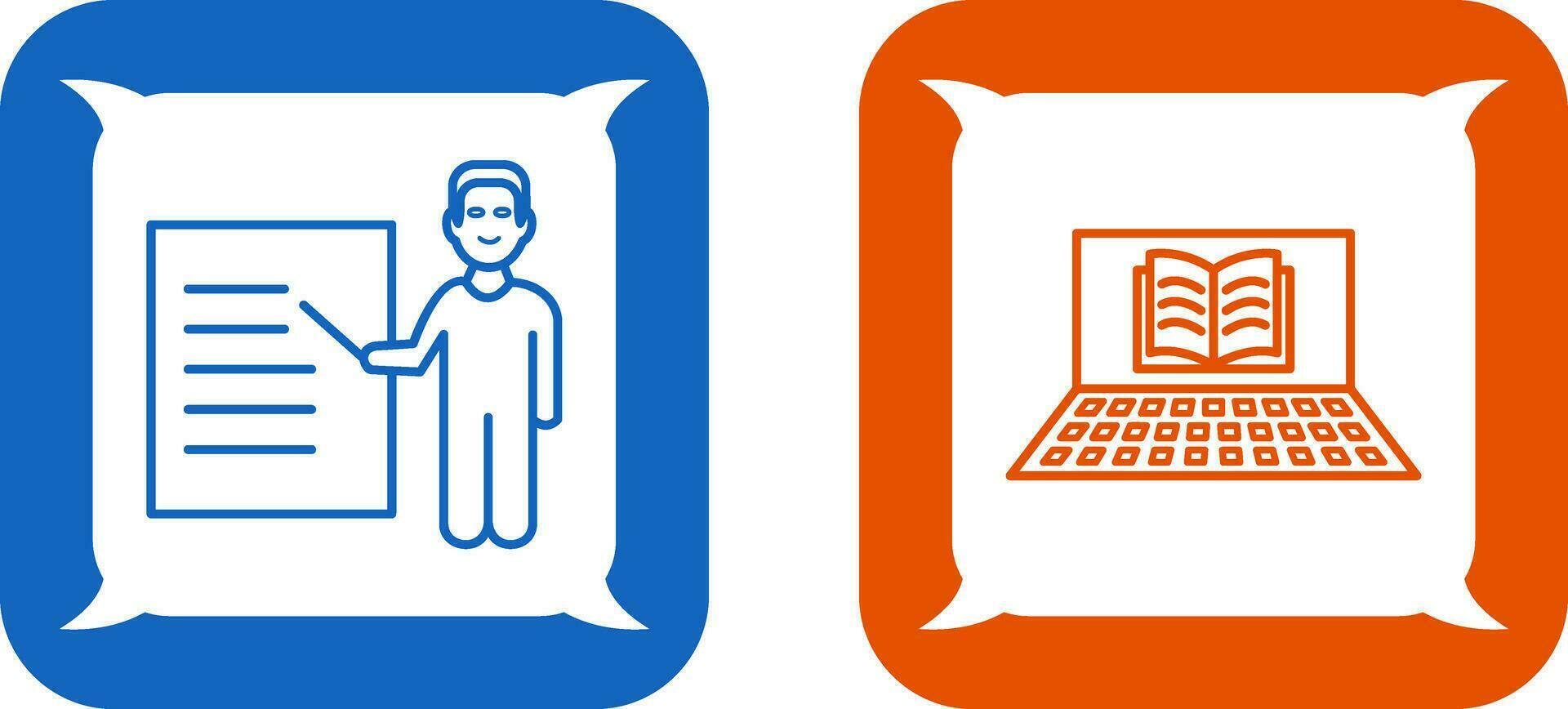 Online Books and Male Presenter Icon vector