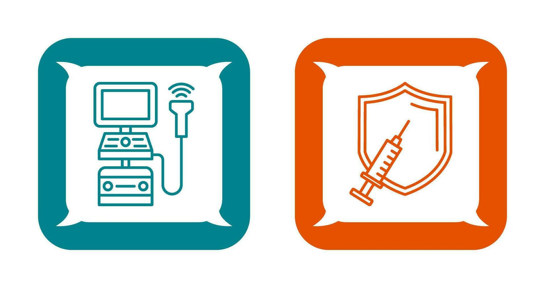 Ultrasound Machine and Vaccination Icon vector