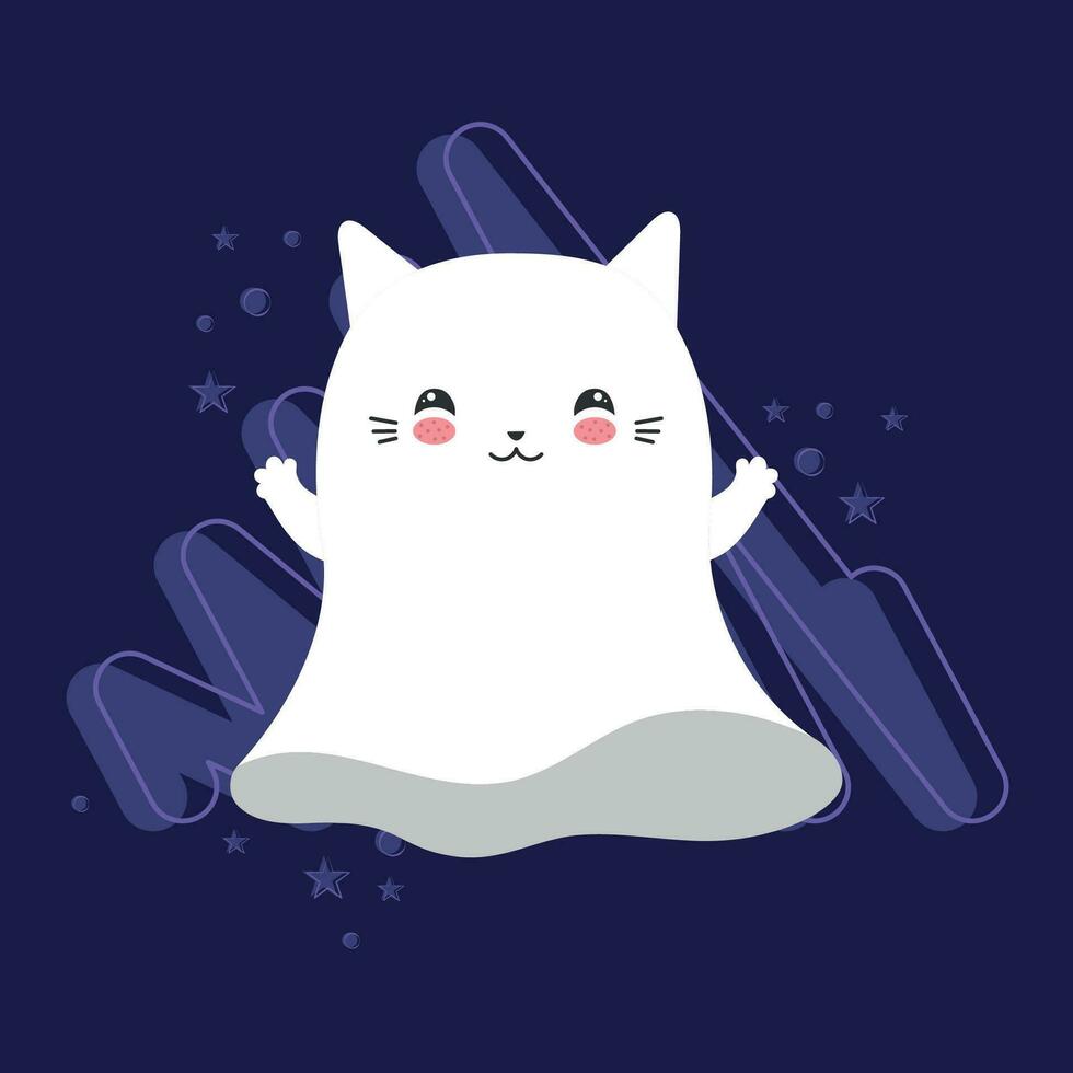 Isolated halloween ghost with cat costume Vector