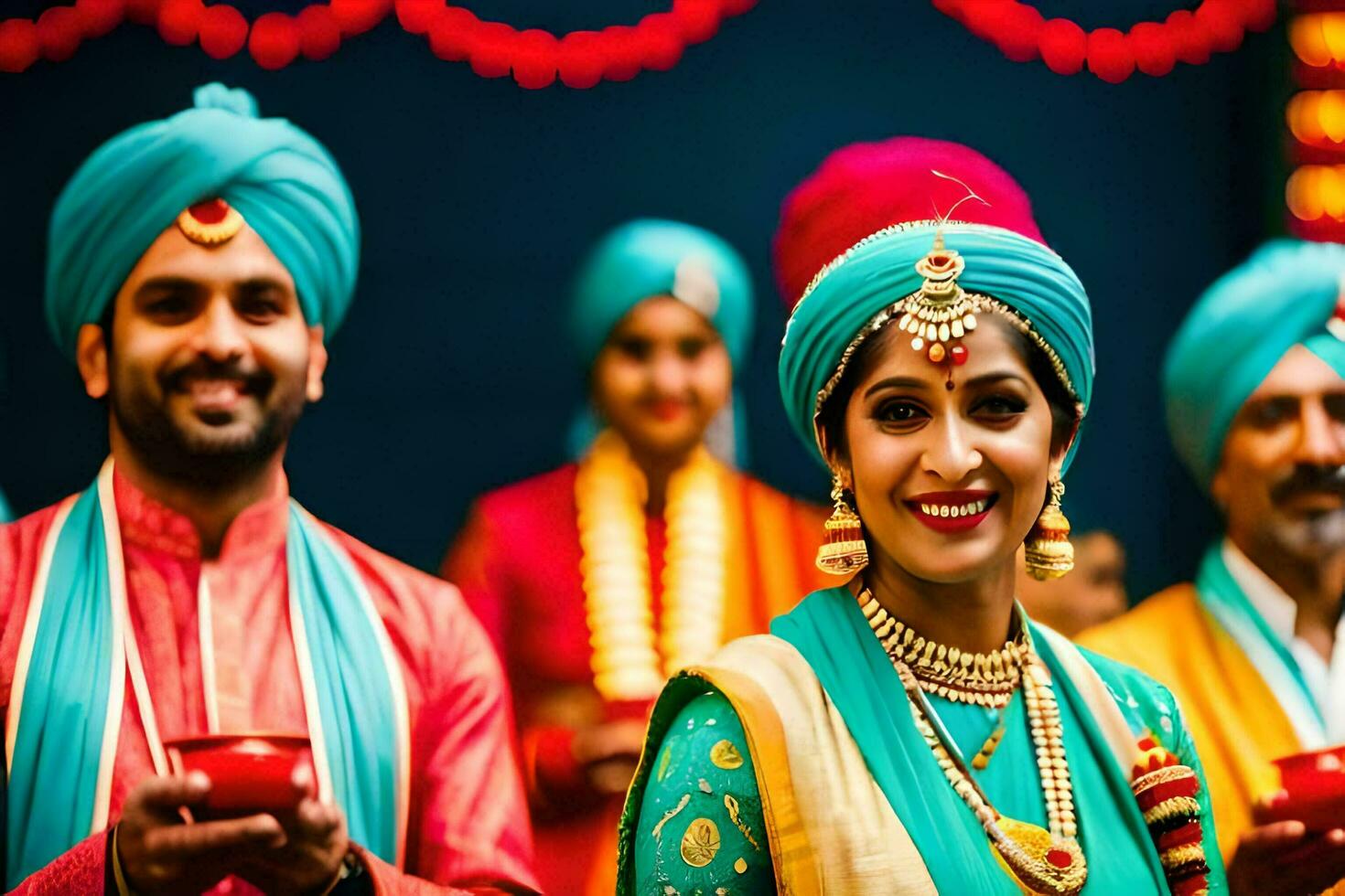 indian wedding ceremony with bride and groom. AI-Generated photo
