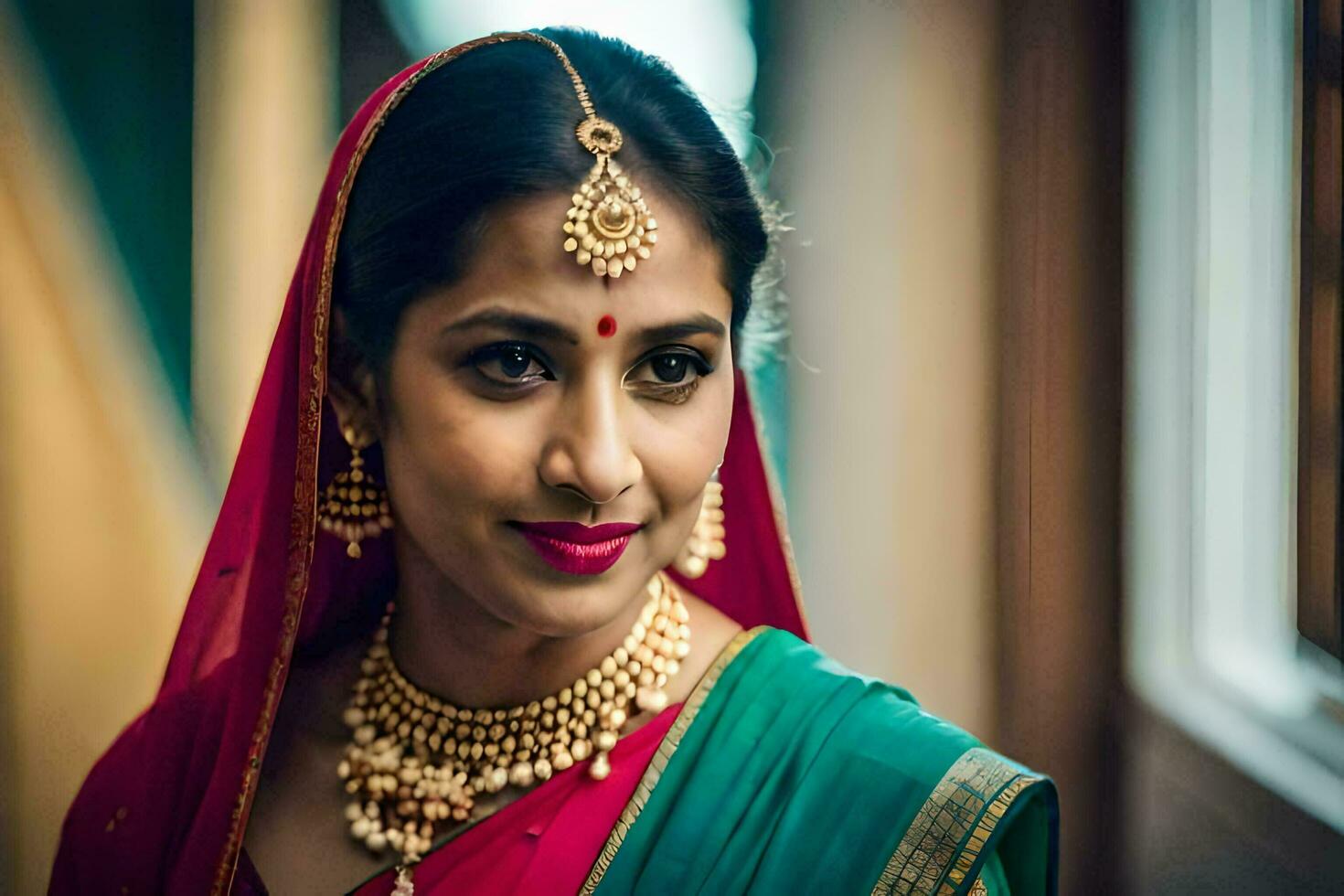 a beautiful indian bride in traditional attire. AI-Generated photo