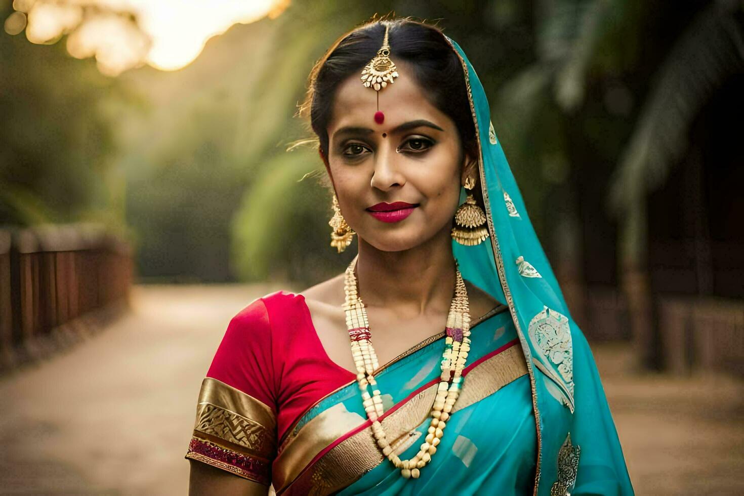 beautiful indian woman in traditional sari. AI-Generated photo