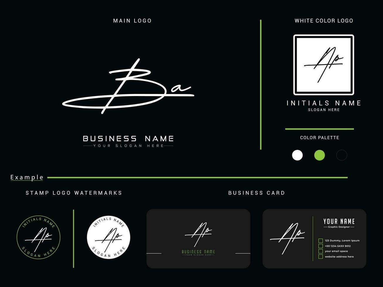 Floral Ba Signature Letter Logo, Initial BA Logo Icon and Branding For Business vector