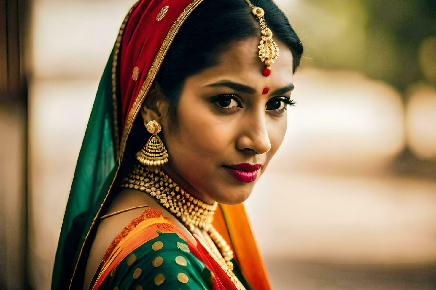 a beautiful indian woman in traditional attire. AI-Generated photo